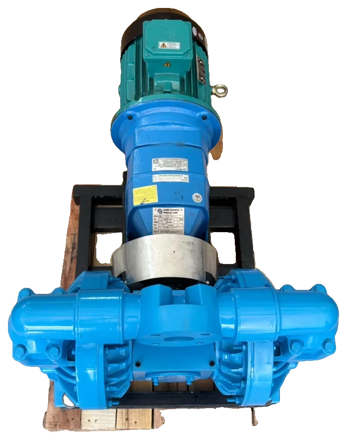 Sando EODD pump top view with gearbox and motor in line